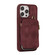 iPhone 14 Pro Max Zipper Card Bag Back Cover Phone Case - Wine Red