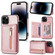 iPhone 14 Pro Max Zipper Card Holder Phone Case - Rose Gold