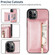 iPhone 14 Pro Max Zipper Card Holder Phone Case - Rose Gold