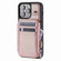 iPhone 14 Pro Max Zipper Card Slots RFID Phone Case - Rose Gold