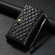 iPhone 14 Pro Max Zipper Multi-Card Wallet Rhombic Leather Phone Case - Black