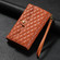 iPhone 14 Pro Max Zipper Multi-Card Wallet Rhombic Leather Phone Case - Brown