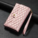 iPhone 14 Pro Max Zipper Multi-Card Wallet Rhombic Leather Phone Case - Rose Gold