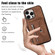 iPhone 14 Pro Max Zipper RFID Card Slot Phone Case with Short Lanyard - Brown