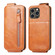 iPhone 14 Pro Max Zipper Wallet Vertical Flip Leather Phone Case - Brown