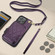 iPhone 14 Pro AwQuer Crossbody Zipper Wallet Bag Litchi Leather Phone Case - Dark Purple