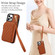 iPhone 14 Pro AwQuer Crossbody Zipper Wallet Rhombic Leather Back Phone Case - Brown