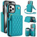 iPhone 14 Pro AwQuer Crossbody Zipper Wallet Rhombic Leather Back Phone Case - Green