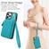 iPhone 14 Pro AwQuer Crossbody Zipper Wallet Rhombic Leather Back Phone Case - Green