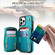 iPhone 14 Pro AwQuer Crossbody Zipper Wallet Rhombic Leather Back Phone Case - Green