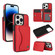 iPhone 14 Pro AwQuer Horizontal Flip Card Bag Holder Leather Phone Case - Red
