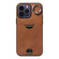 iPhone 14 Pro Calf Texture Card Slot Ring Holder Phone Case - Brown