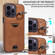 iPhone 14 Pro Calf Texture Card Slot Ring Holder Phone Case - Brown