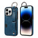 iPhone 14 Pro Calf Texture Wrist Card Slot Ring Phone Case - Blue