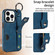 iPhone 14 Pro Calf Texture Wrist Card Slot Ring Phone Case - Blue