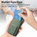 iPhone 14 Pro Carbon Fiber Card Bag Fold Stand Phone Case - Green