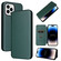 iPhone 14 Pro Carbon Fiber Texture Flip Leather Phone Case - Green
