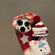 iPhone 14 Pro Cartoon Dog Plush Phone Case - Red