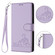 iPhone 14 Pro Cat Rat Embossed Pattern RFID PU Phone Case with Wrist Strap - Purple