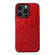iPhone 14 Pro Crocodile Top Layer Cowhide Leather Case - Red