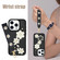 iPhone 14 Pro Crossbody Flower Pattern Leather Phone Case - Black