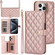 iPhone 14 Pro Crossbody Multifunction Rhombic Leather Phone Case - Rose Gold