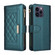iPhone 14 Pro Crossbody Zipper Wallet Rhombus Leather Phone Case - Green