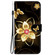 iPhone 14 Pro Crystal Texture Colored Drawing Leather Phone Case - Gold Flower