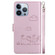 iPhone 14 Pro Cute Cats RFID Leather Phone Case - Rose Gold