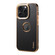 iPhone 14 Pro Denior Fragrant Calf Texture Electroplating Phone Case - Black