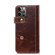 iPhone 14 Pro Denior Oil Wax Cowhide DK Magnetic Button Leather Phone Case - Brown