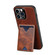 iPhone 14 Pro Denior Retro Back Cover Card Slot Phone Case - Brown