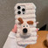 iPhone 14 Pro Doll Plush PU Hybrid PC Phone Case - Beige White
