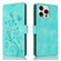 iPhone 14 Pro Dreamy Butterfly Love Flower Embossed Leather Phone Case - Green