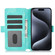 iPhone 14 Pro Dreamy Butterfly Love Flower Embossed Leather Phone Case - Green
