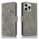 iPhone 14 Pro Dreamy Butterfly Love Flower Embossed Leather Phone Case - Grey