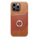 iPhone 14 Pro Fierre Shann Oil Wax Texture Genuine Leather Back Case - Brown