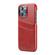 iPhone 14 Pro Fierre Shann Retro Oil Wax Texture PU Leather Case with Card Slots - Red