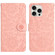 iPhone 14 Pro Floral Embossed Pattern Leather Phone Case - Pink