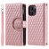 iPhone 14 Pro Glitter Lattice Zipper Wallet Leather Phone Case - Rose Gold