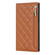 iPhone 14 Pro Grid Texture Lanyard Zipper Leather Phone Case - Brown