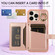 iPhone 14 Pro Horizontal Card Bag Ring Holder Phone Case with Dual Lanyard - Rose Gold
