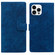 iPhone 14 Pro Lace Floral Embossed Magnetic Buckle PU Phone Case With Wrist Strap - Blue