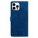 iPhone 14 Pro Lace Floral Embossed Magnetic Buckle PU Phone Case With Wrist Strap - Blue