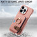 iPhone 14 Pro Litchi Leather Oil Edge Ring Card Back Phone Case - Pink