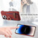 iPhone 14 Pro Litchi Leather Oil Edge Ring Card Back Phone Case - Red