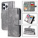 iPhone 14 Pro Litchi Texture 9 Card Tri-Fold Wallets Leather Phone Case - Grey