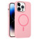 iPhone 14 Pro Metal Lens Frame Liquid Silicone MagSafe Phone Case - Rose Pink