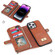 iPhone 14 Pro Multi-functional Zipper Wallet Leather Phone Case - Brown
