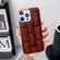 iPhone 14 Pro Nano Electroplate Mahjong Texture Leather Phone Case - Brown